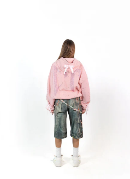 Rhinestone Zip Up