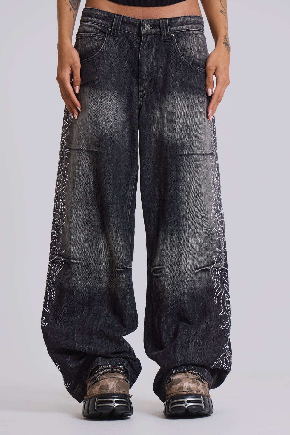 RHINESTONE THORN JEANS