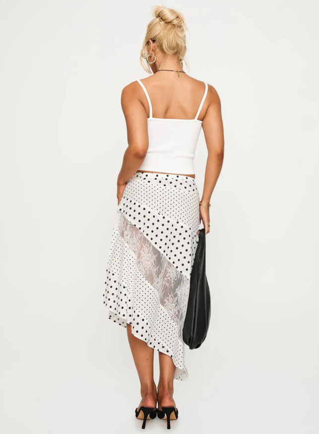 Maxi Skirt White / Polka Dot