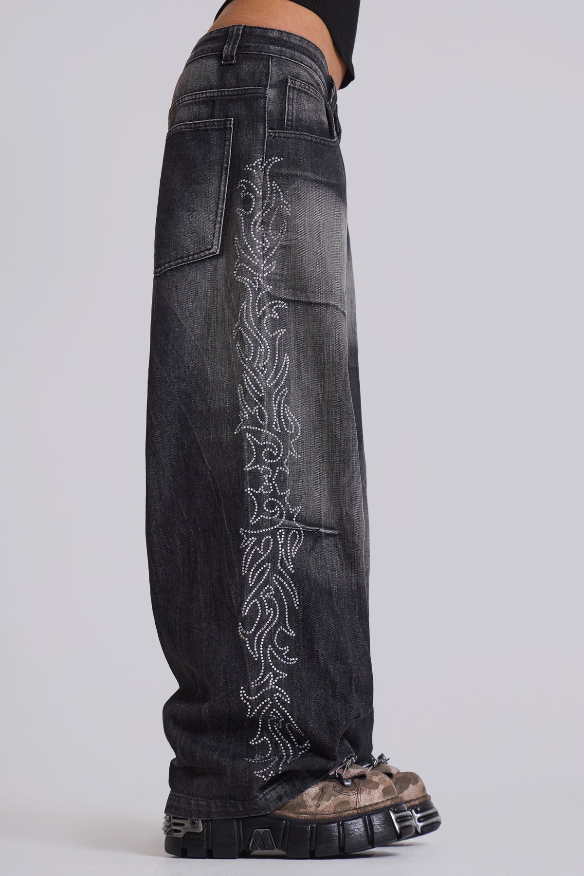 RHINESTONE THORN JEANS