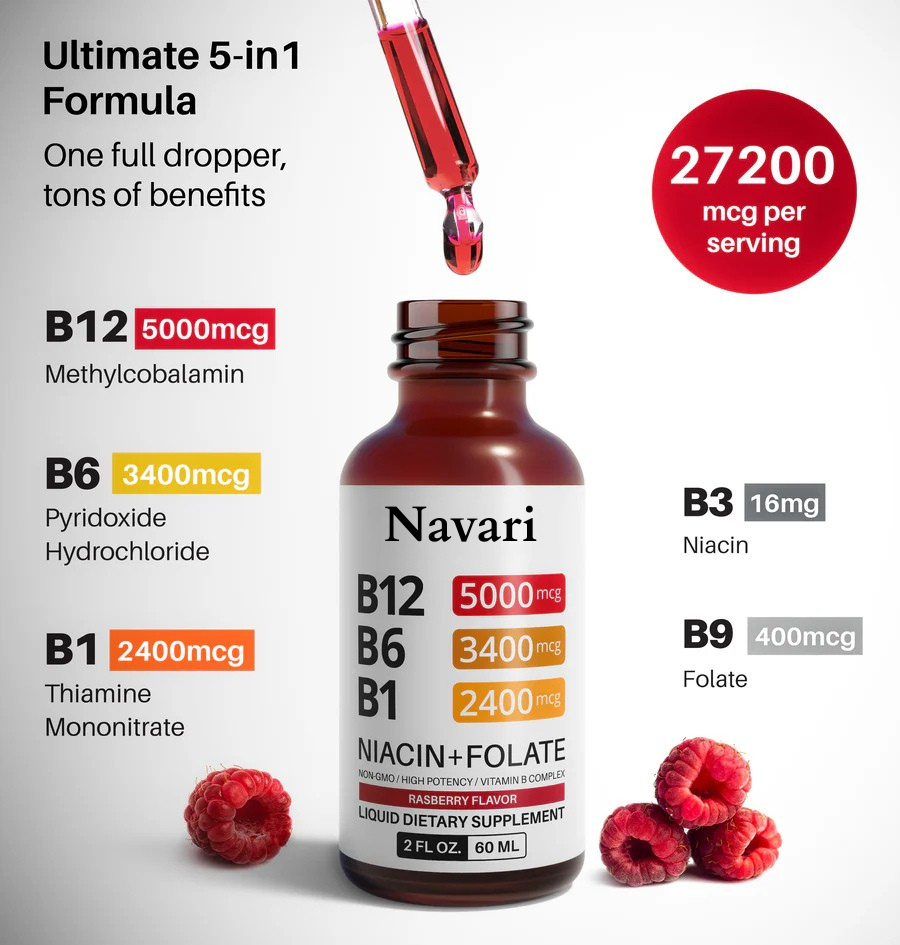 Vitamin B12 Raspberry Liquid Drops (60mL)