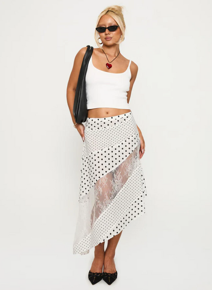 Maxi Skirt White / Polka Dot