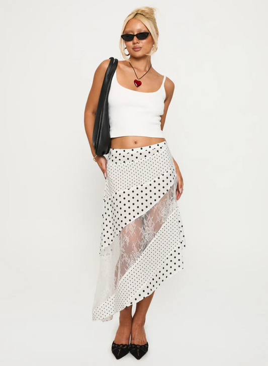 Maxi Skirt White / Polka Dot