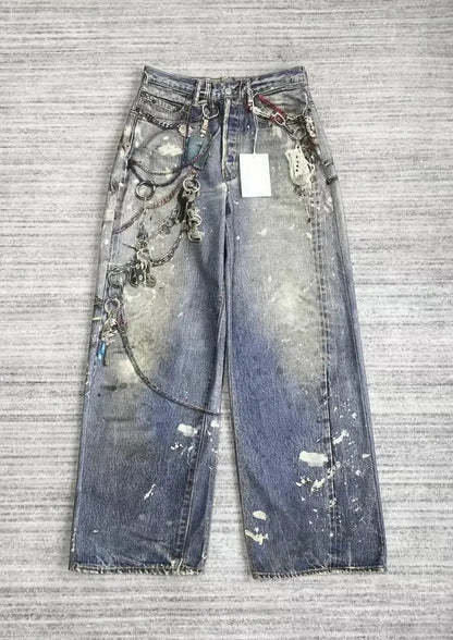 WASHED CHAINS JEANS