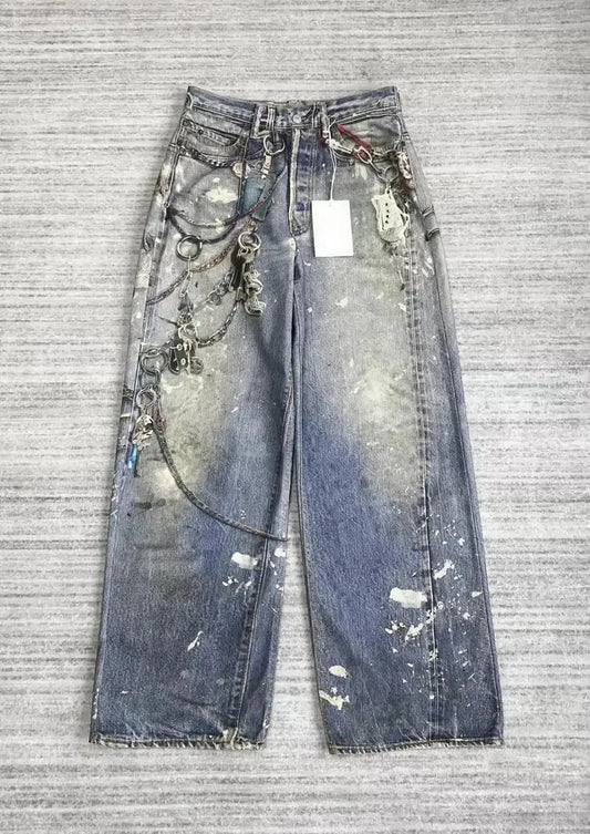 WASHED CHAINS JEANS