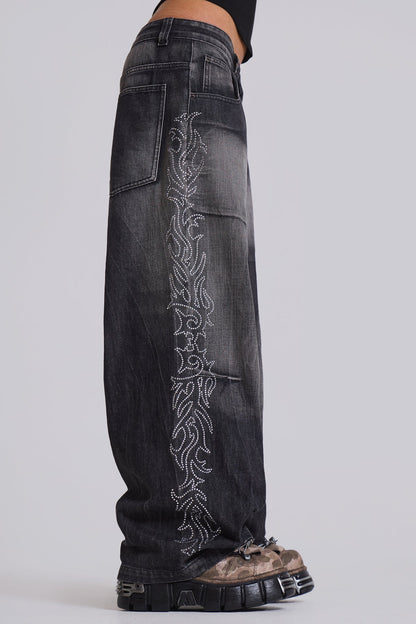 RHINESTONE THORN JEANS